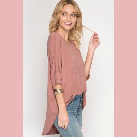 Half Sleeve High Low Top Cutout Back - Picture 8 of 13